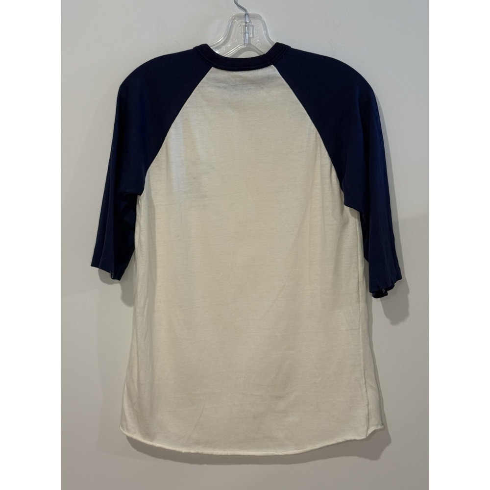 Vintage 70s 80s Anheuser-Busch logo beer Baseball T-shirt USA  Sz M Blue Cream - Picture 7 of 9